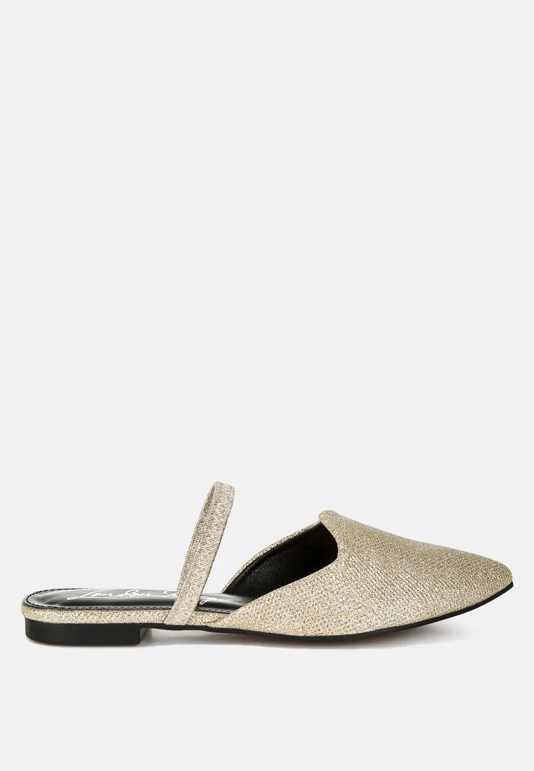 Glitter Faux Leather Flat Mules By MODE