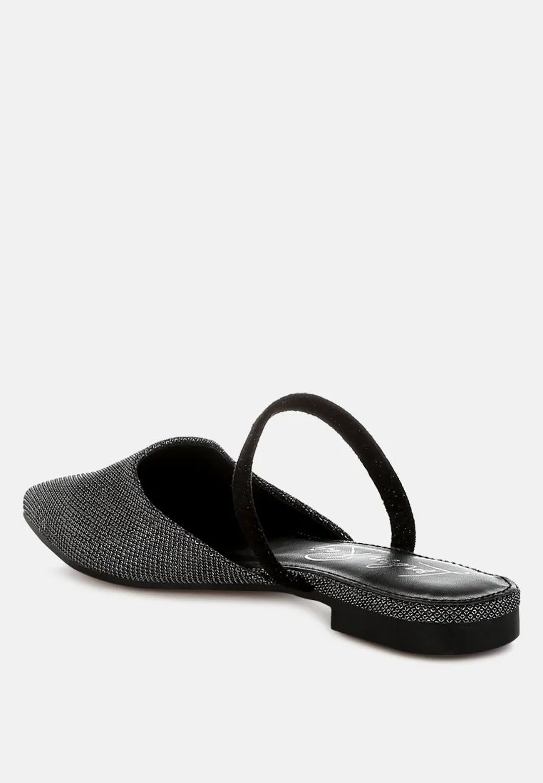 Glitter Faux Leather Flat Mules By MODE