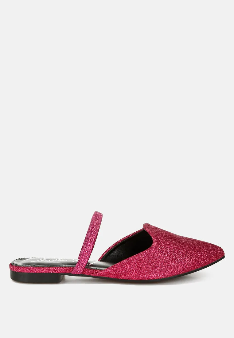 Glitter Faux Leather Flat Mules By MODE