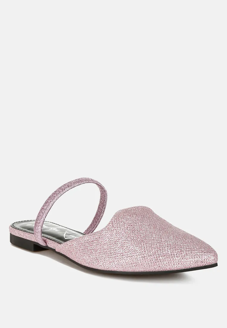 Glitter Faux Leather Flat Mules By MODE
