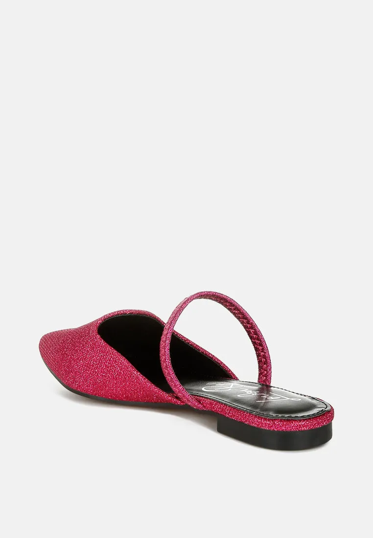 Glitter Faux Leather Flat Mules By MODE