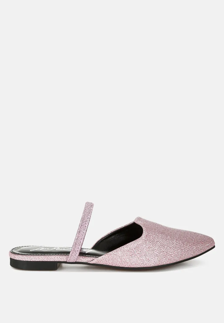 Glitter Faux Leather Flat Mules By MODE