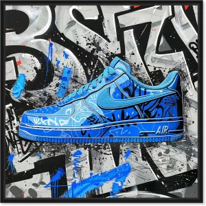 Graffiti Fabric Sneaker Canvas Urban Art Prints by Notoriart, Black Frame, 20" x 20"