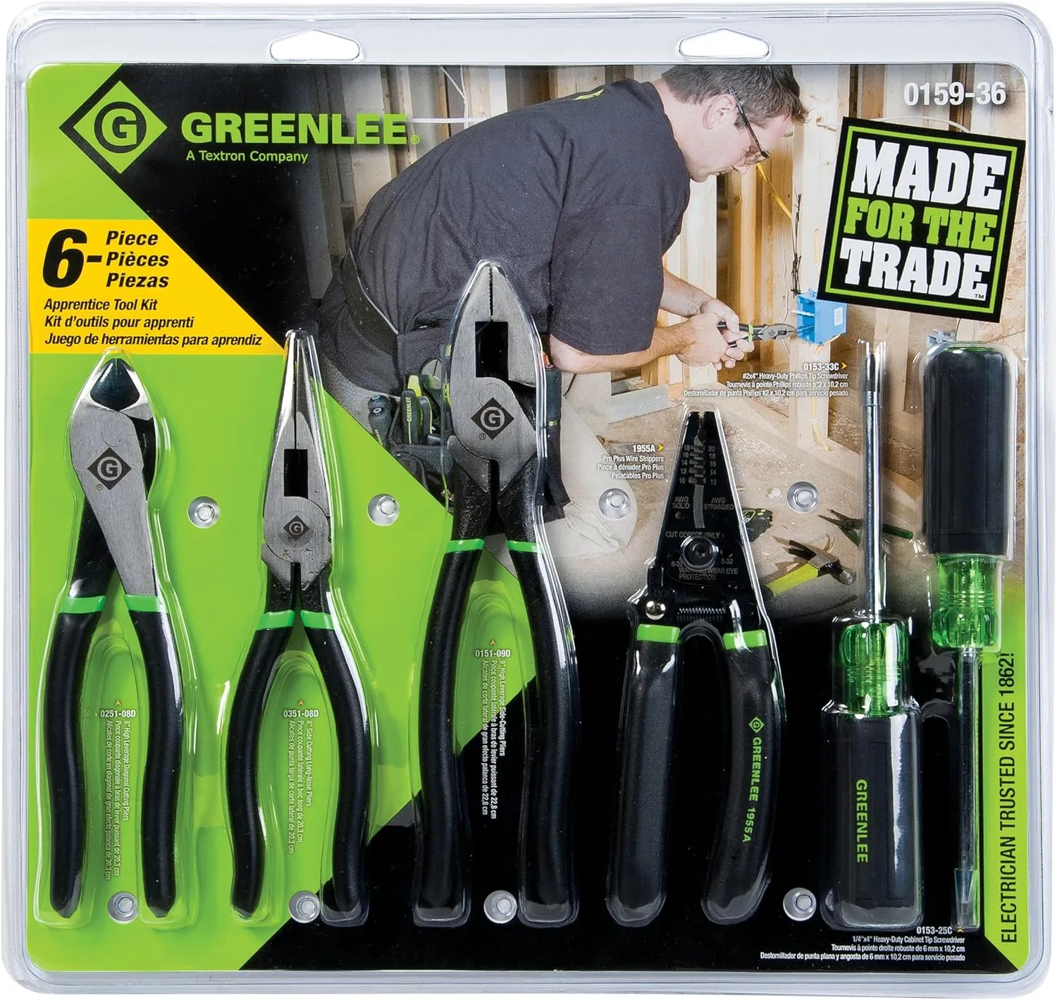 Greenlee 0159-36 Hand Tool Kit, Six Piece
