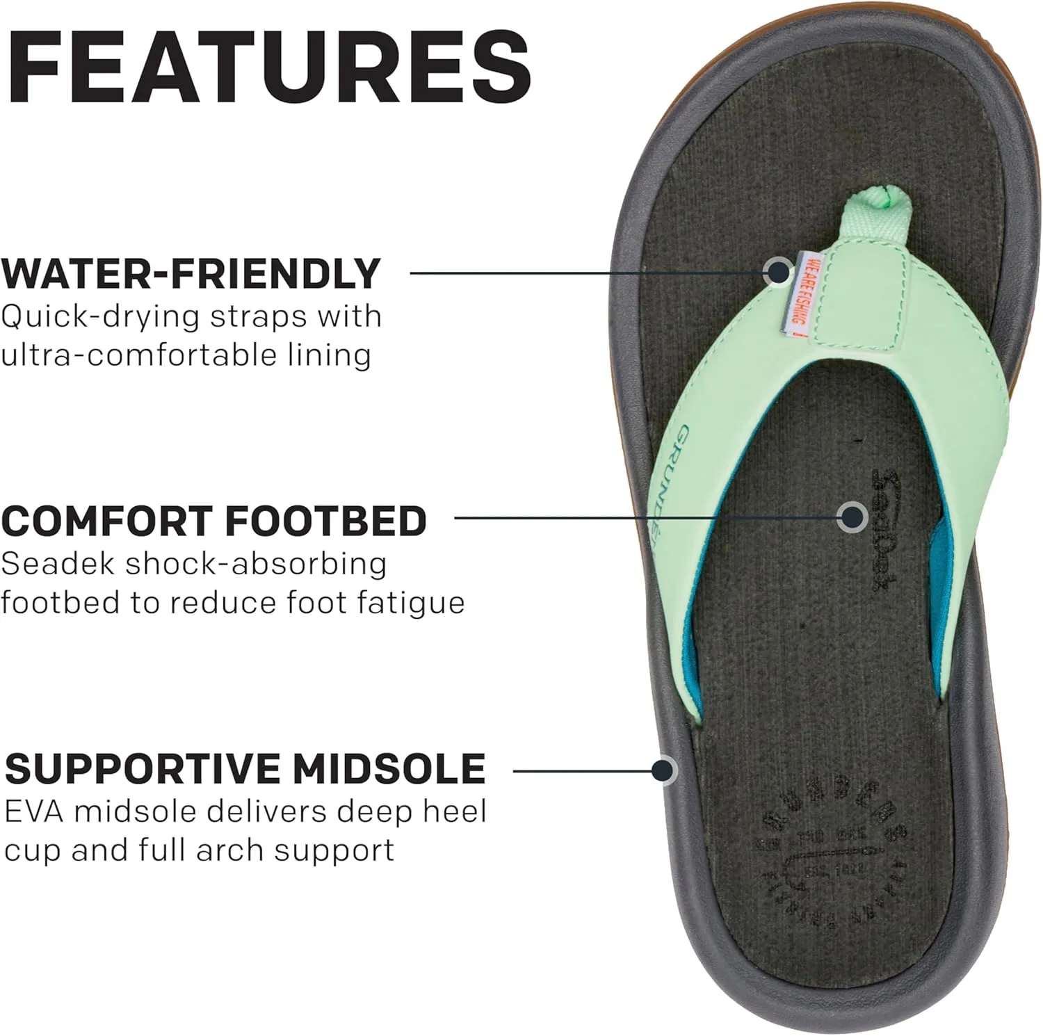 Grundens Women's Deck-Mate 3-Point Sandal | Comfortable, Water-Friendly Deck Sandal for Fishing, Boating, and Beachwear