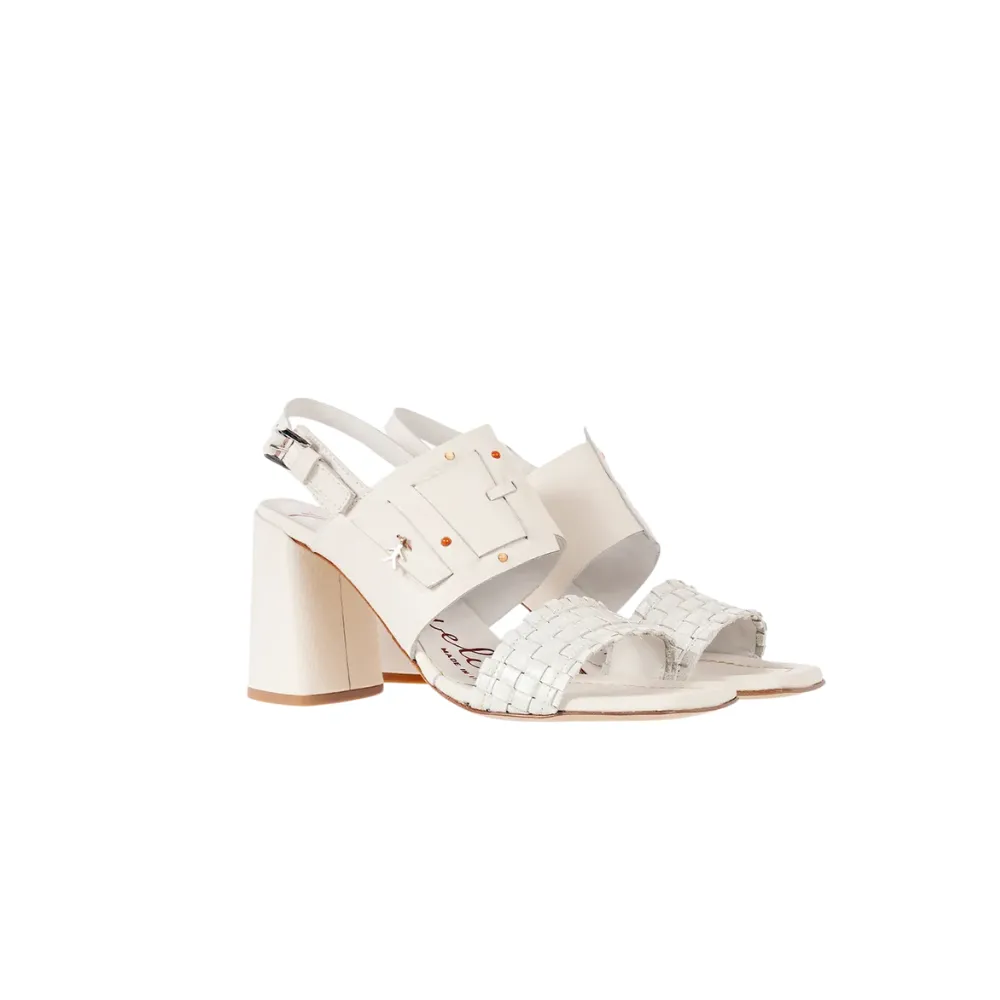 Heel Sandal Buckle Bovine Printed in Gesso