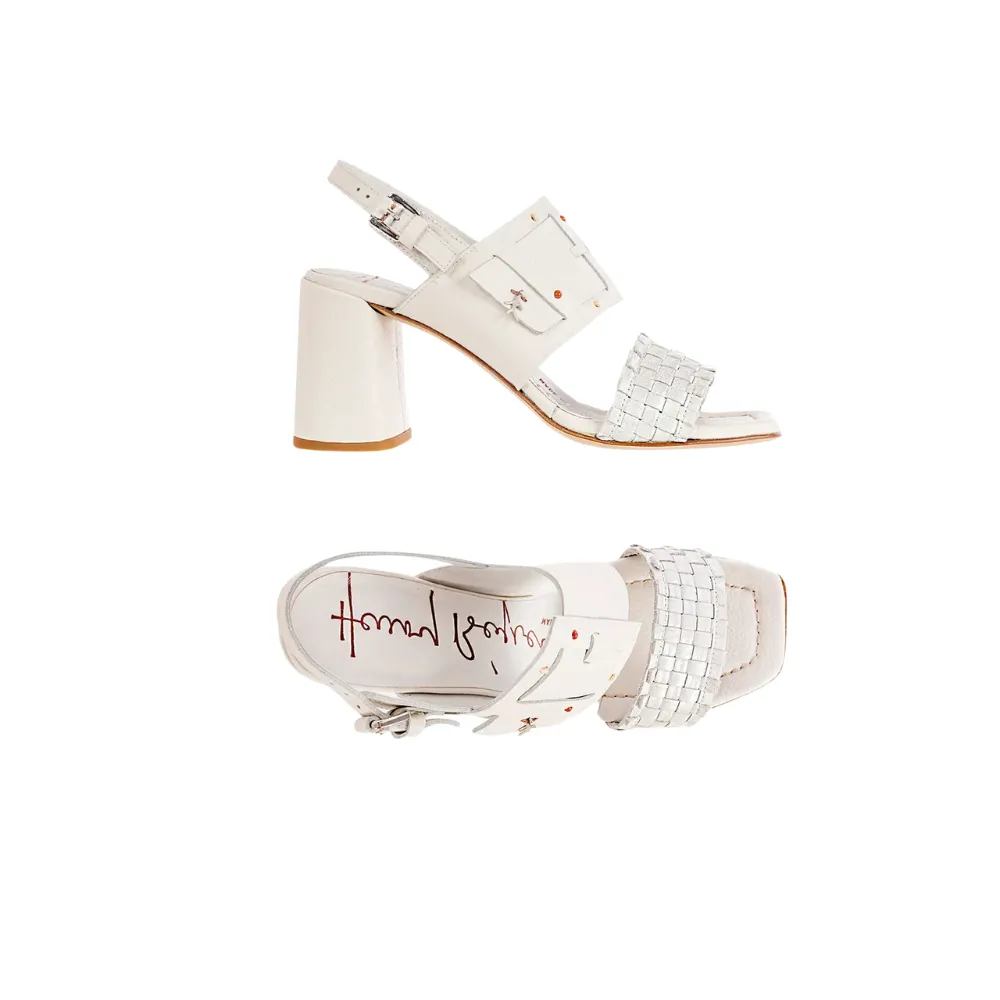 Heel Sandal Buckle Bovine Printed in Gesso