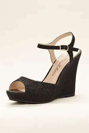 High Heel Wedge Sandal with Ankle Strap