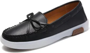 HOOENG Flat Shoes for Women Vegan Leather Deck Shoes Lace Up 1-Eye Stitching Details Comfort Round Toe Resistant Hospital Slip on (Color : Yellow, Size : 10.5)
