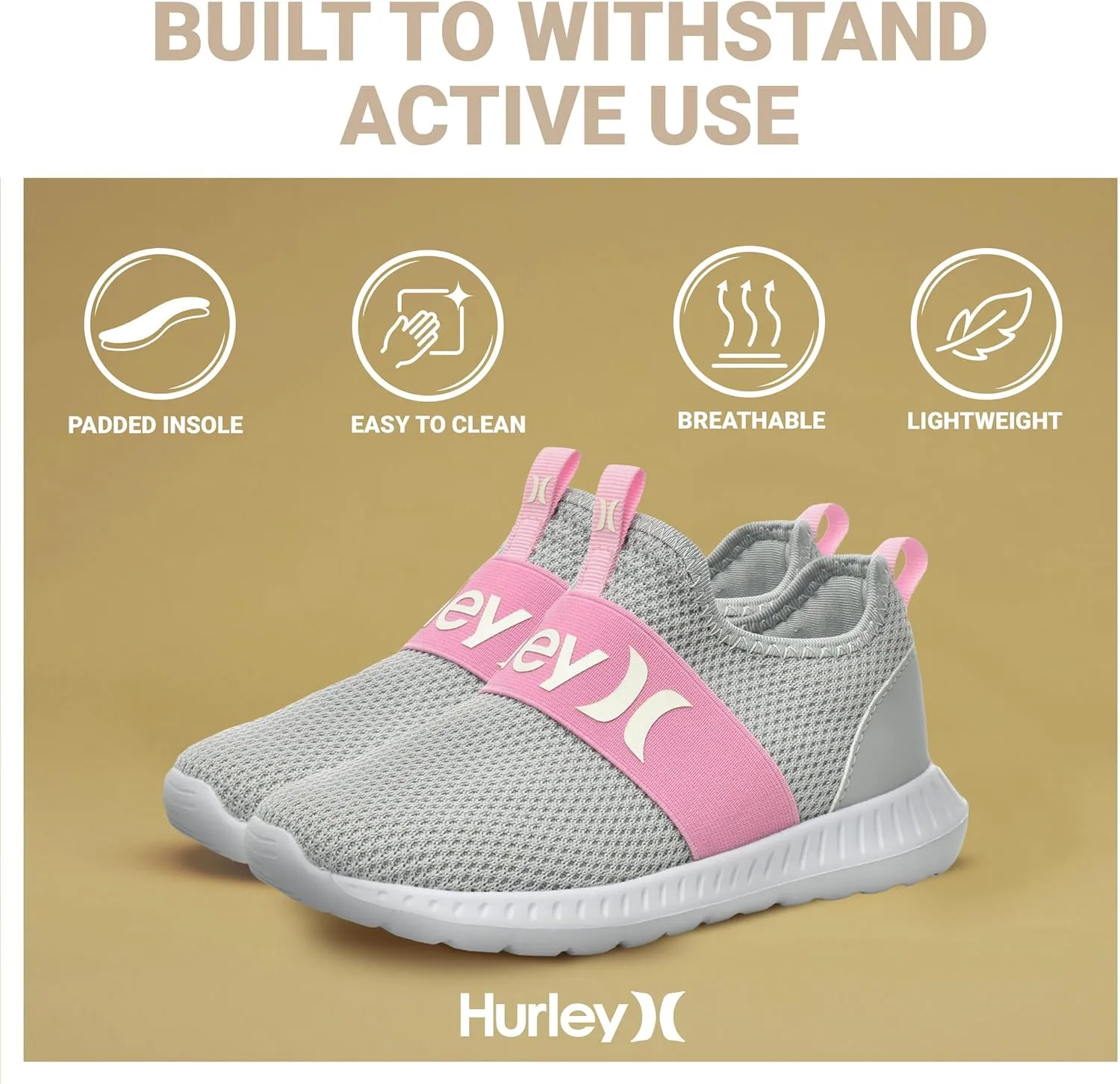 Hurley Camby Kids Slip On Canvas Sneakers – Low Cut Skateboarding Shoes for Kids, Running, Walking, Breathable Sports Shoes for Boys and Girls