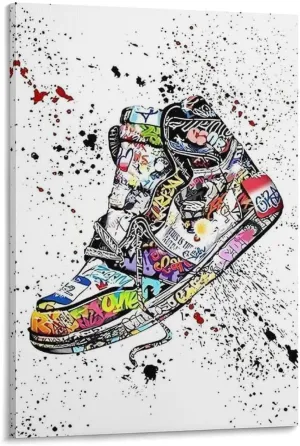 itiyjpe Graffiti Sneaker Pictures Street Art Canvas Wall Art Poster For Room Aesthetic And Decor Poster For Office Decor Living Room Bedroom 20x30inch(50x75cm)