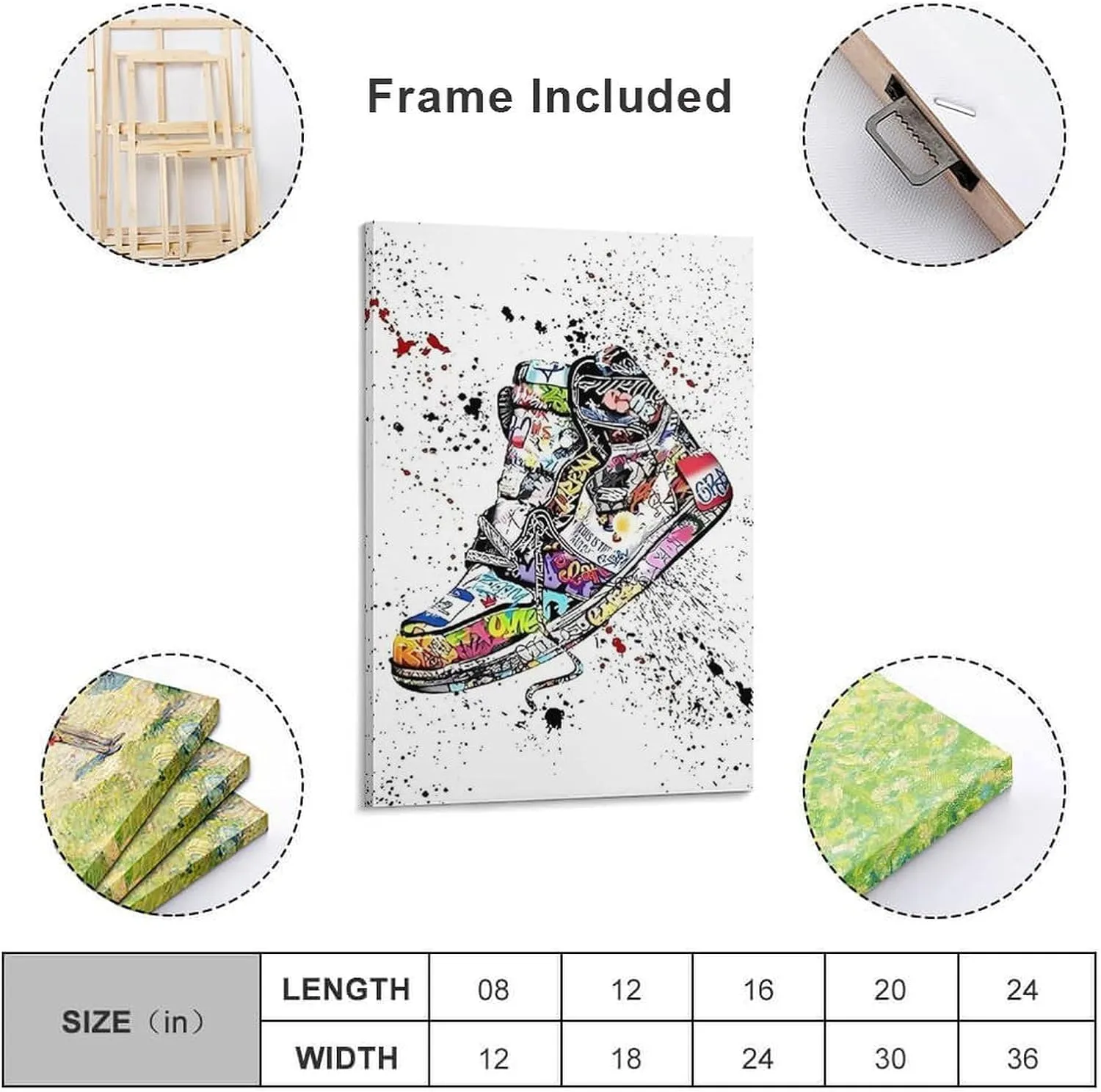 itiyjpe Graffiti Sneaker Pictures Street Art Canvas Wall Art Poster For Room Aesthetic And Decor Poster For Office Decor Living Room Bedroom 20x30inch(50x75cm)