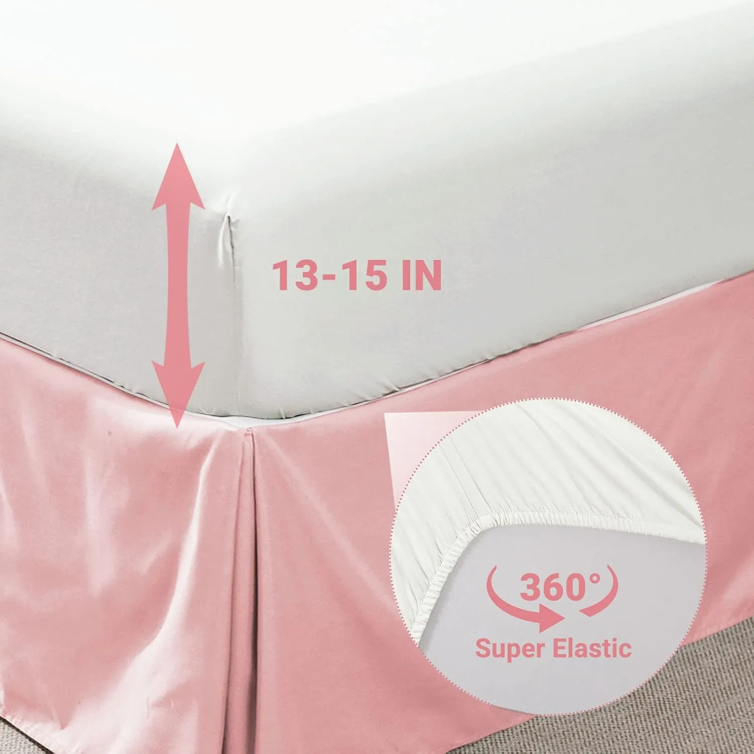 JOLLYVOGUE King Size Comforter Set 7 Pieces, Pink/Ivory Bed in a Bag Comforter Set for Bedroom, Beddding Sets with Comforter, Sheets,Ruffled Shams & Pillowcases