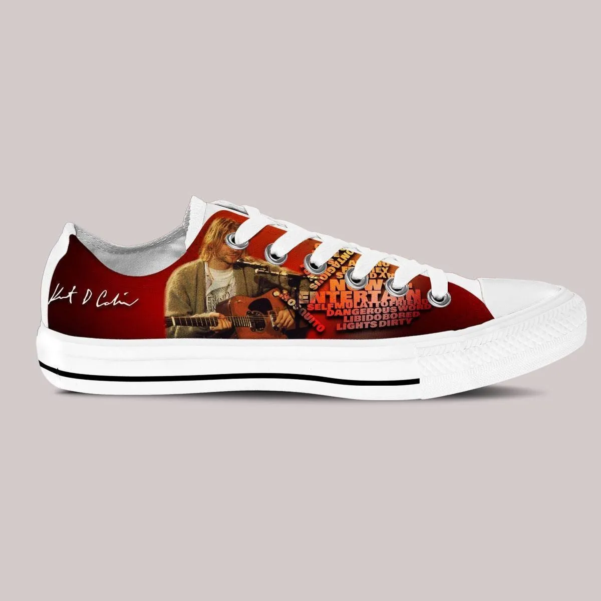 kurt cobain mens low cut sneakers cut
