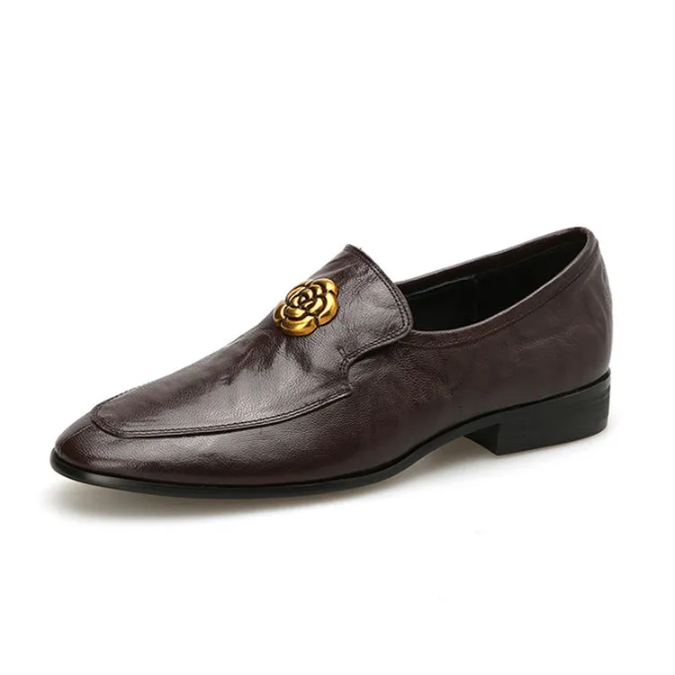 Ladies Round Toe Genuine Leather Flat Loafers