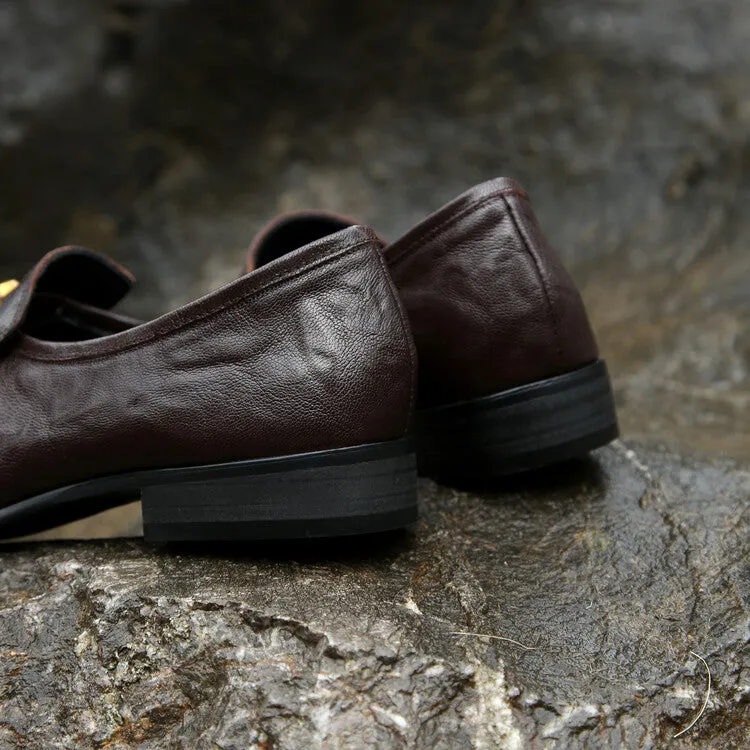 Ladies Round Toe Genuine Leather Flat Loafers