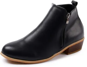 Ladmiple Ankle Boots For Women Low Heel Wide Width Chunky Block Heel Fall Winter Short Booties Cowboy Cowgirl Western Shoes
