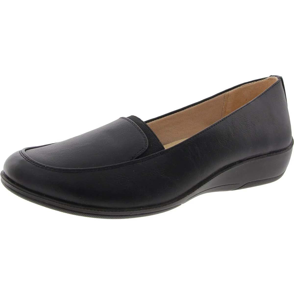 LifeStride Womens Ida Stretch Faux Leather Loafer Heels