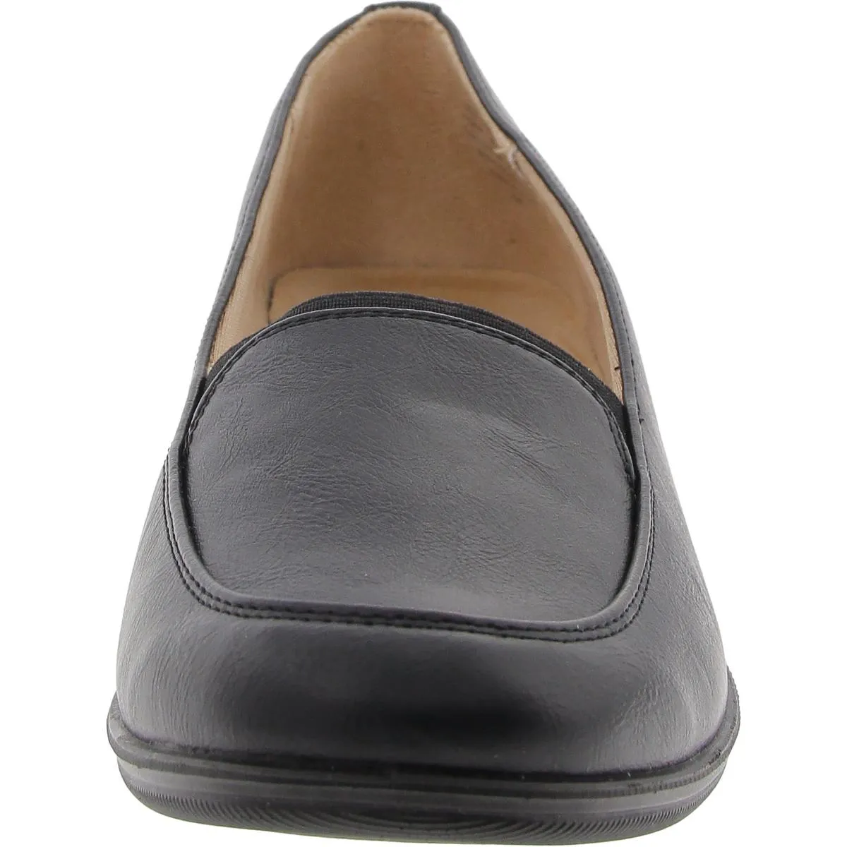 LifeStride Womens Ida Stretch Faux Leather Loafer Heels