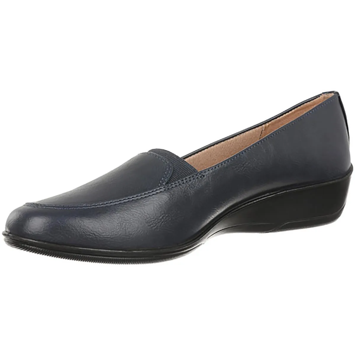 LifeStride Womens Ida Stretch Faux Leather Loafer Heels