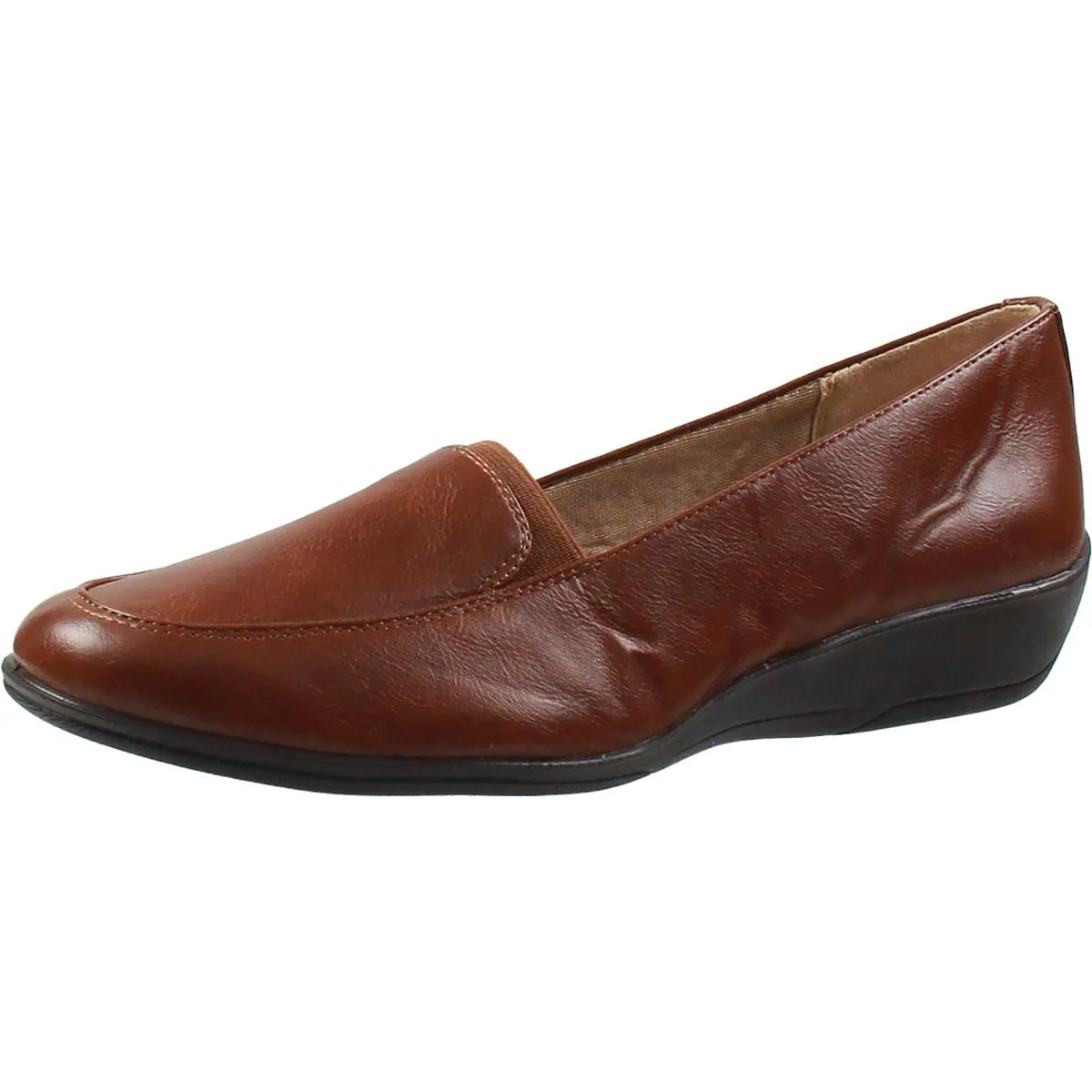 LifeStride Womens Ida Stretch Faux Leather Loafer Heels