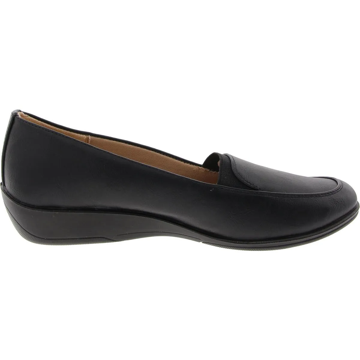 LifeStride Womens Ida Stretch Faux Leather Loafer Heels