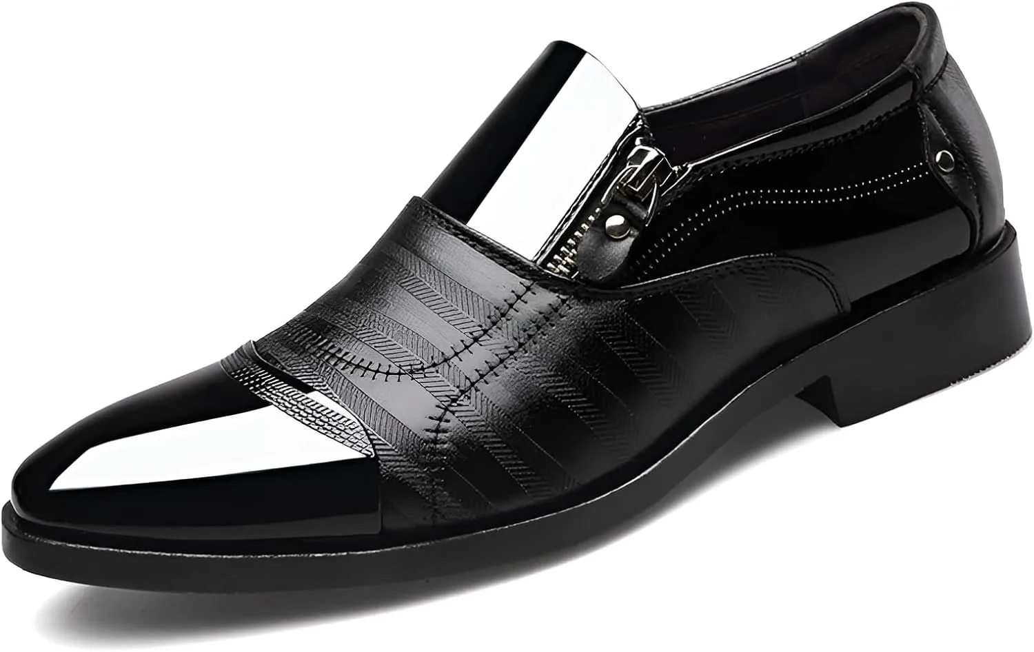 lilaBelle]Stylish Men's Business Casual Shoes - 【Comfortable】 Slip-On Loafers with Pointed Toe Design for Work and Leisure - for Office and Evening Outings Black