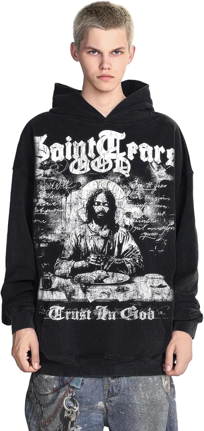 Lucky I See Ghosts Hoodie KY West Hoodie Men's Vintage Graphic Hip Hop Pullover Heavyweight Hoodies
