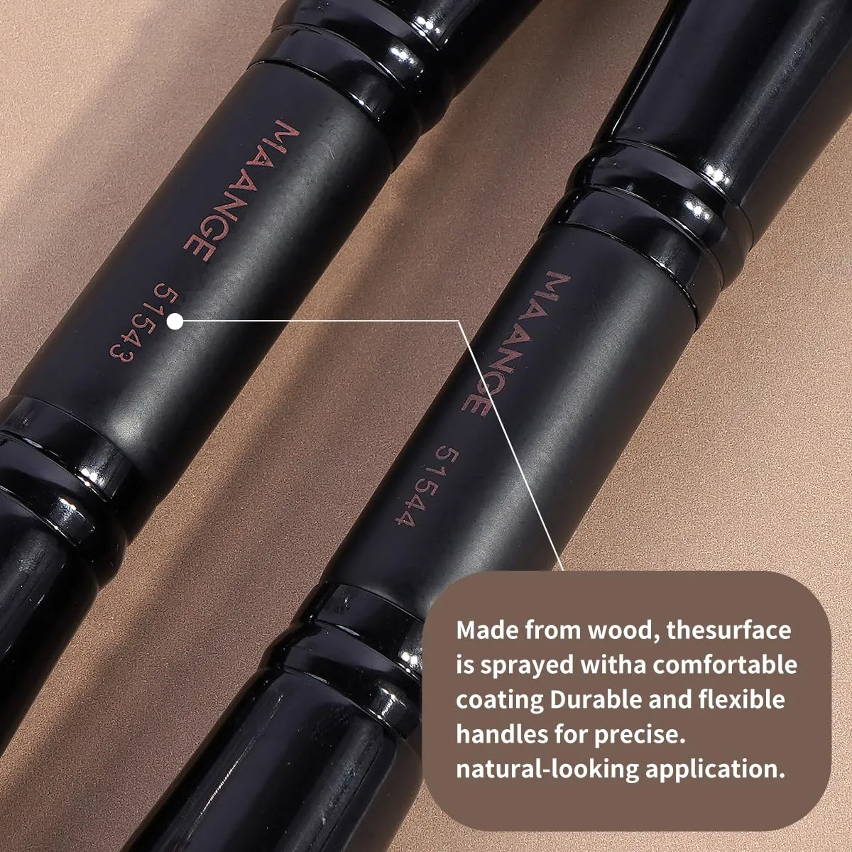 MAANGE Makeup Brushes 2Pcs Duo End Foundation Powder Buffer and Contour Brush Synthetic Cosmetic Tools Brushes Set (Black)
