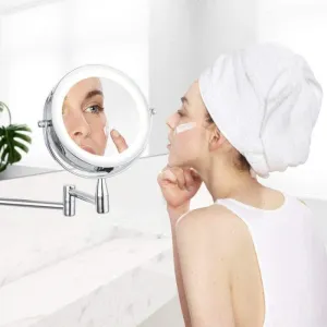 Makeup Mirror Wall Mounted Folding Bathroom Shaving Extendable Round Dual Sided Mirror Gift(6inch)