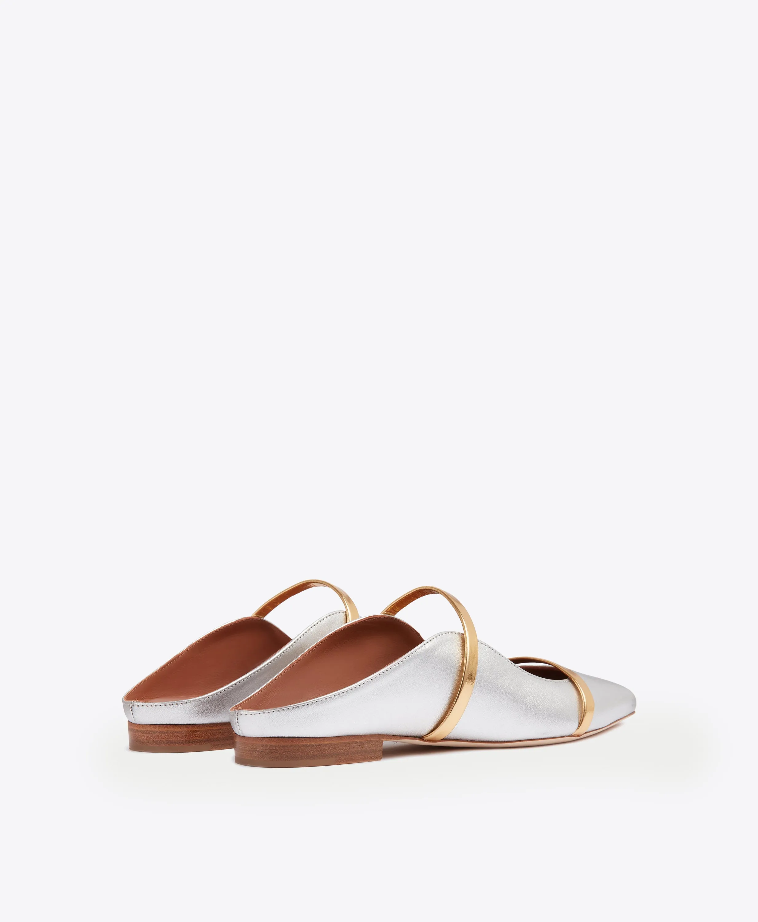 Maureen Silver & Gold Leather Flat Mules
