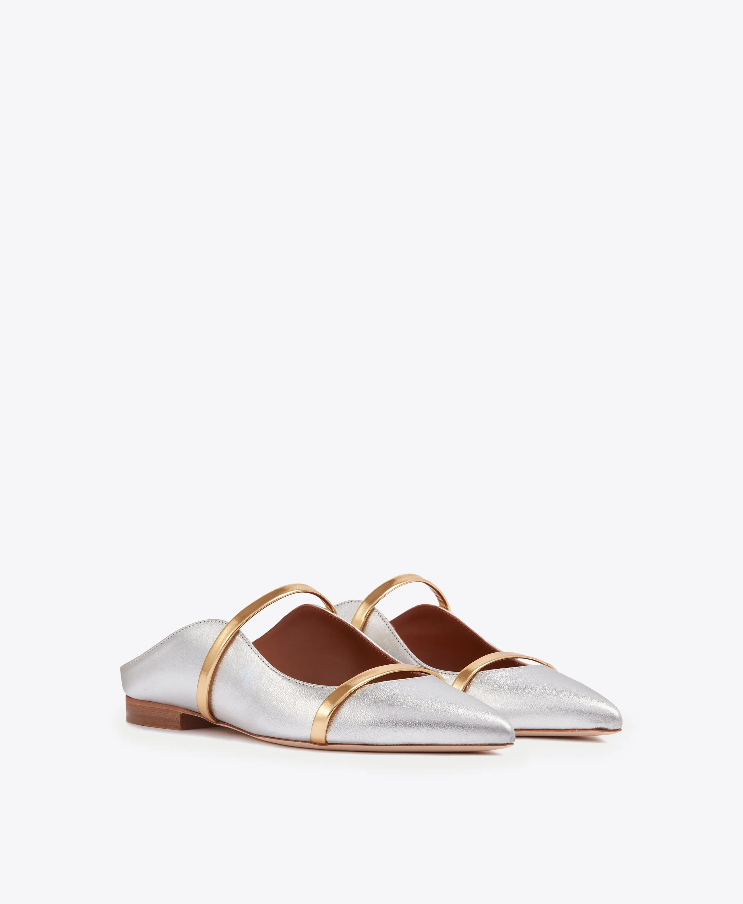 Maureen Silver & Gold Leather Flat Mules