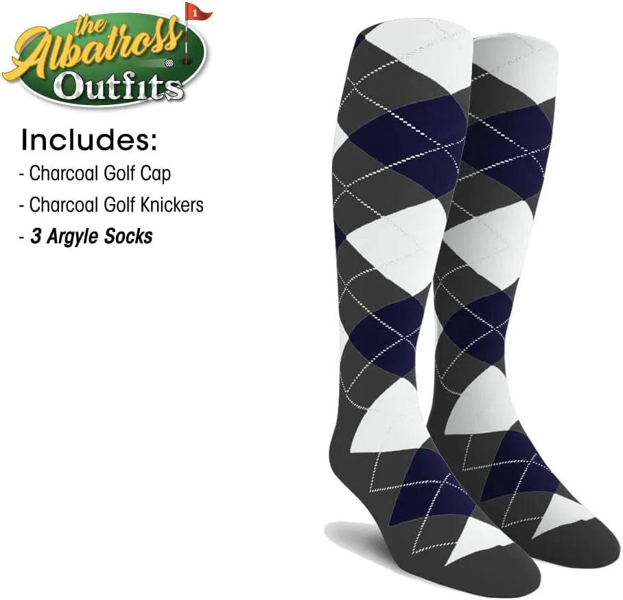 Mens Albatross Golf Outfit - Golf Cap, 3 Argyle Socks