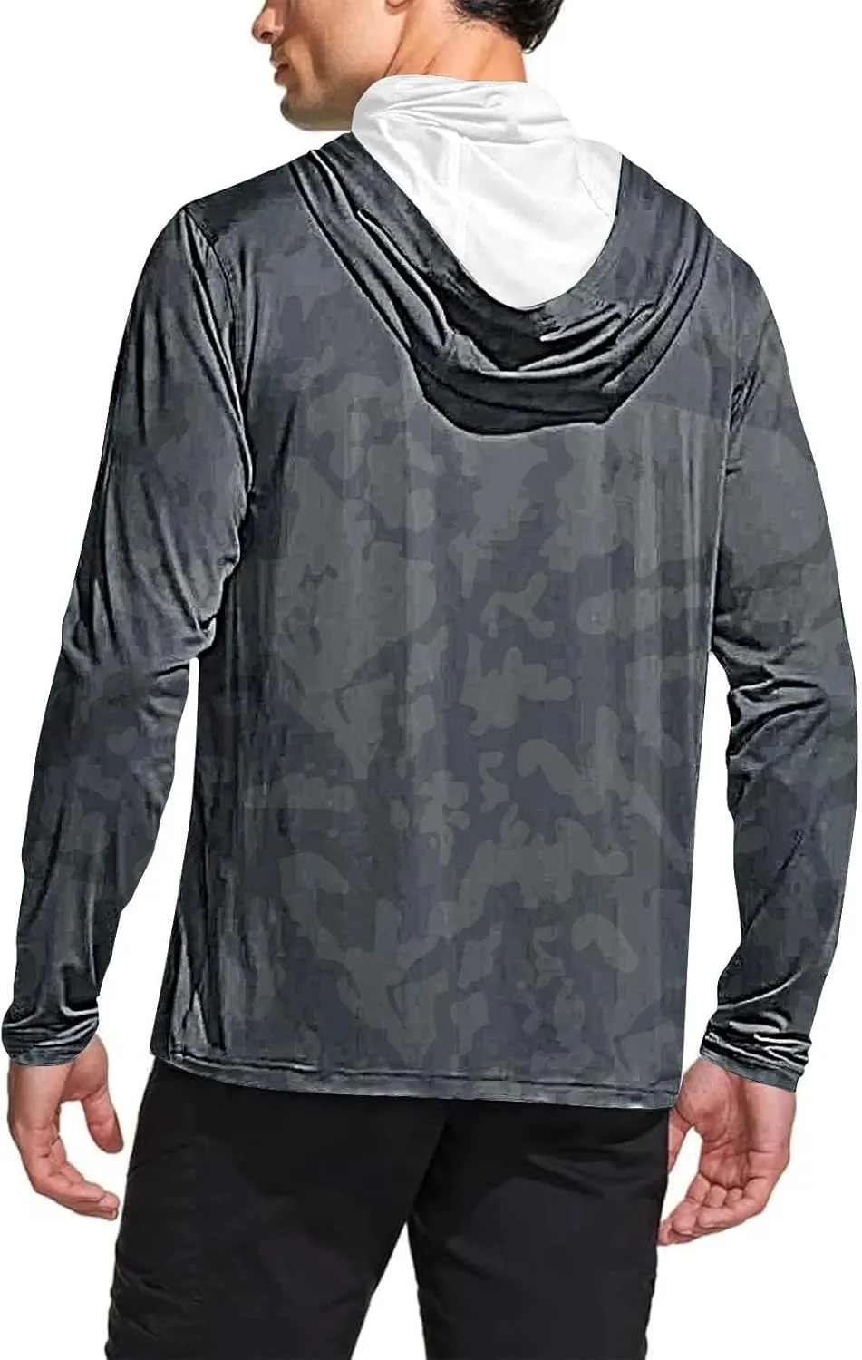 Men's UPF 50  Sun Protection Hoodie with Mask Long Sleeve Rash Guards UV Cooling Lightweight Fishing Hiking Shirts
