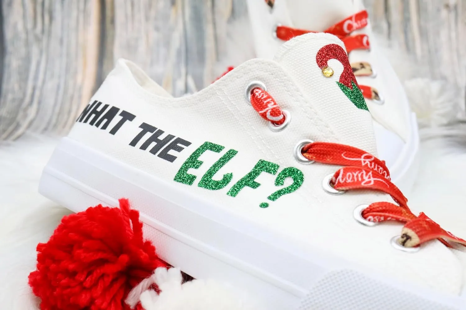 Merry Christmas Sneakers Personalized | Family X-Mas Gift ELF | Felices Fiestas Tennis | Happy Holiday Shoes | Casual Lace Up Canvas ELF (8)