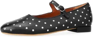miss left Women Adjustable Single Strap Buckle Chic Studded Mary Jane Flats Comfortable Round Toe Party Casual Daily Work Shoes Size 4-16 US
