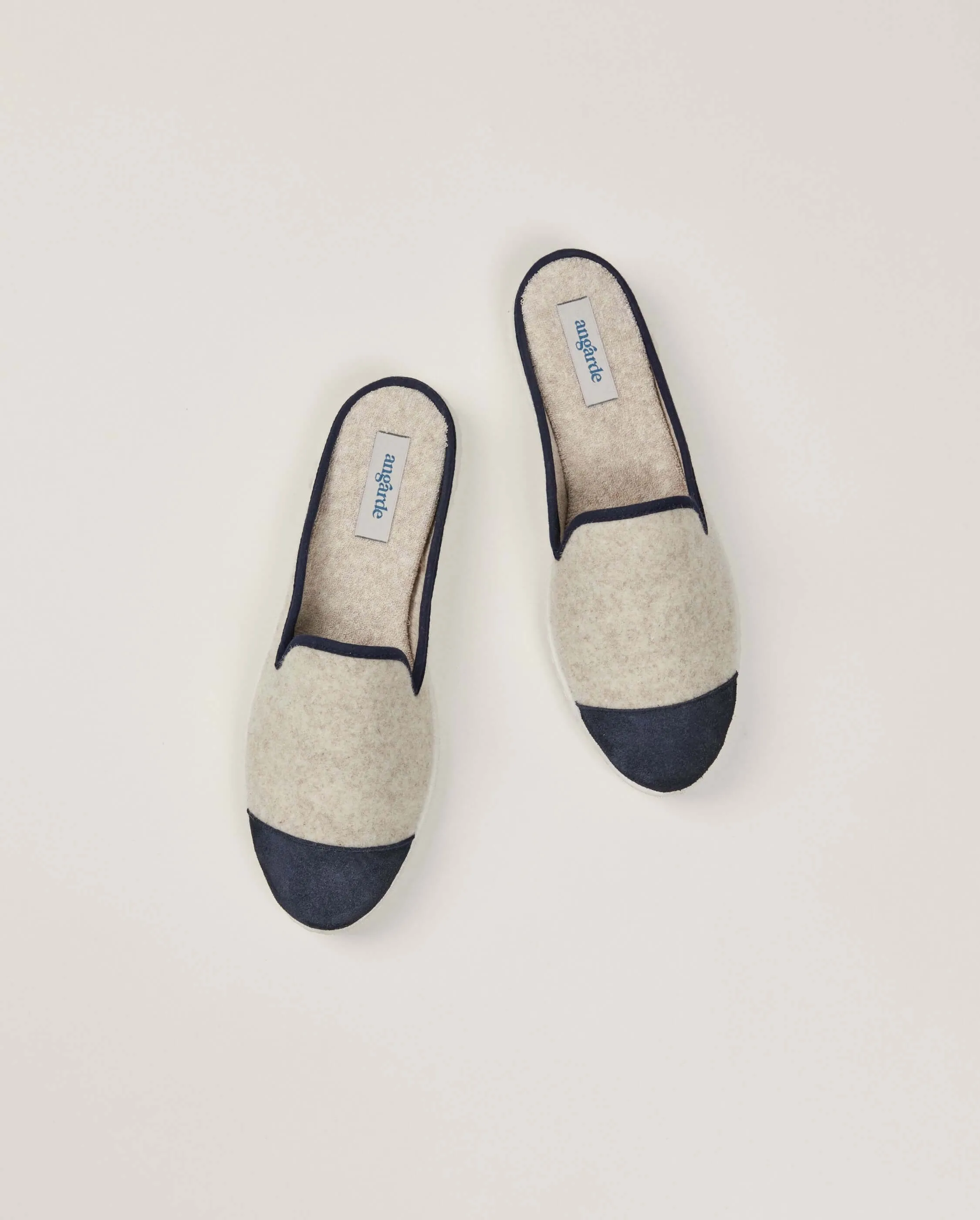 Mule femme laine, beige marine