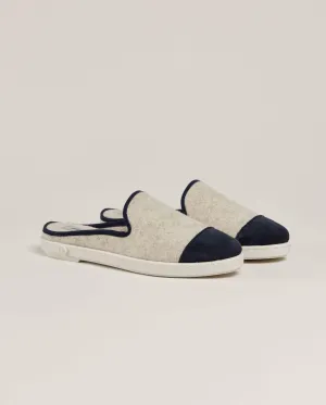 Mule femme laine, beige marine