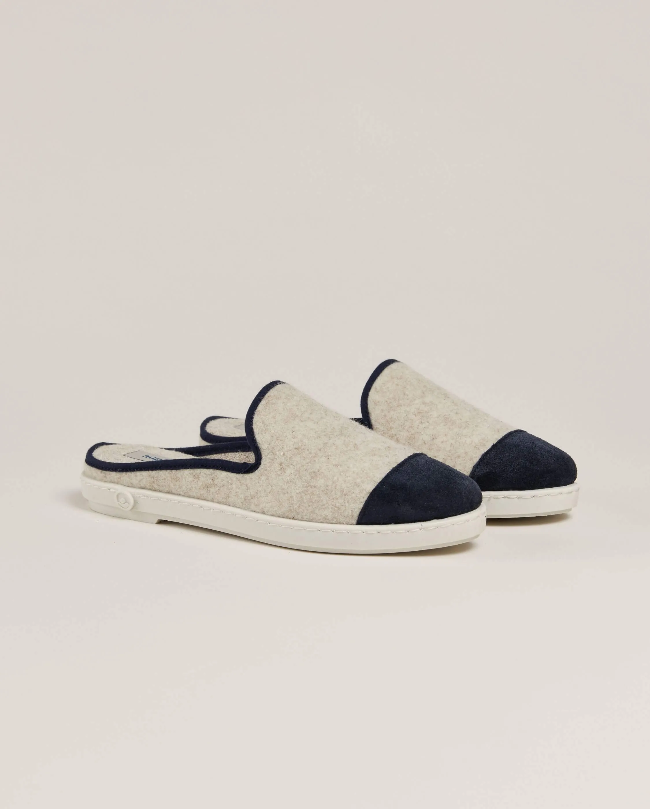 Mule femme laine, beige marine