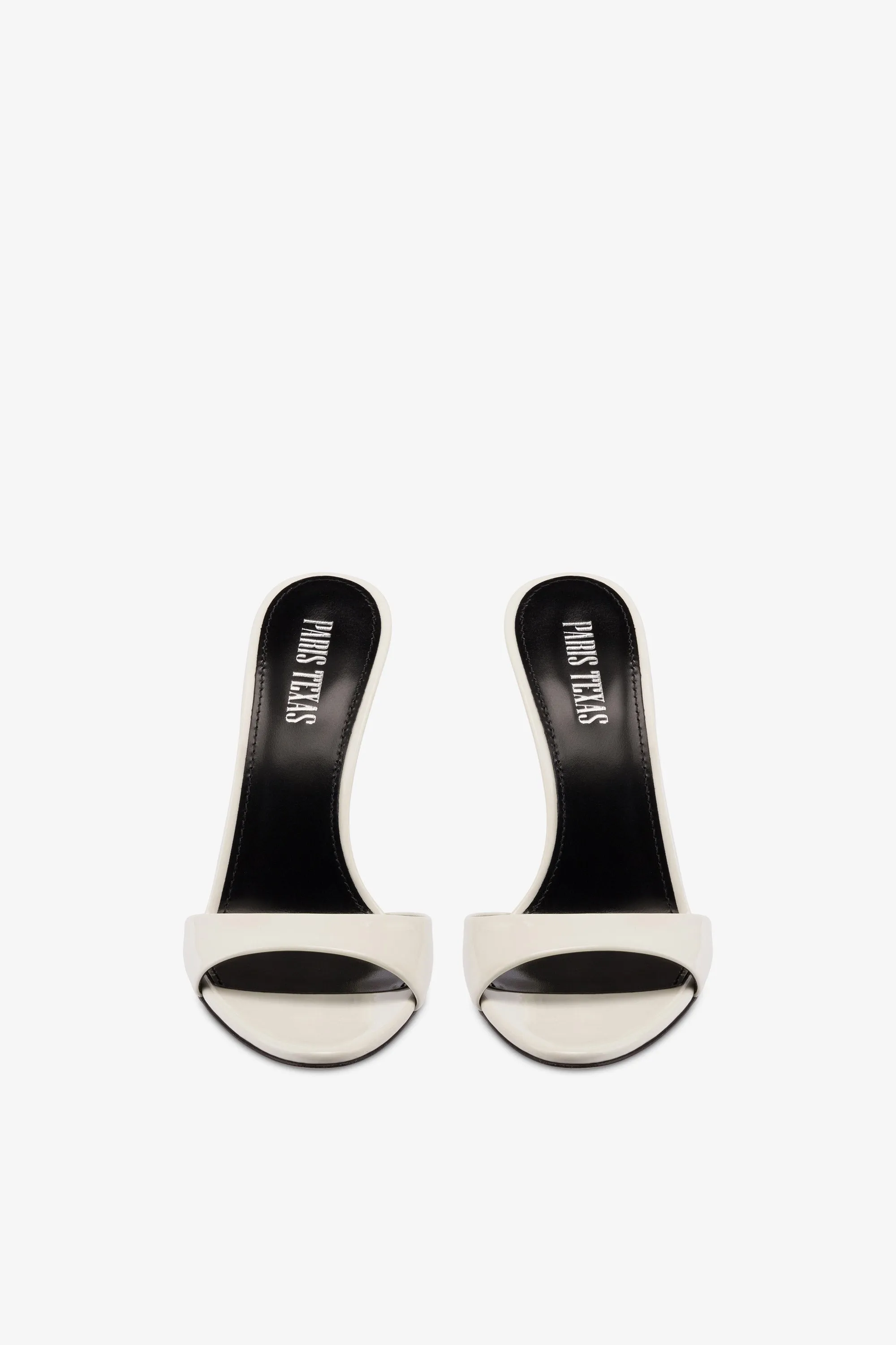 Mules in white patent leather