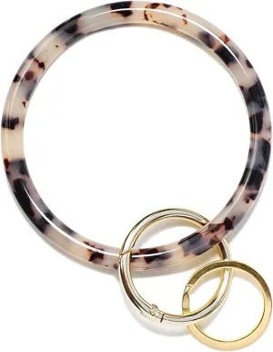 Mymazn Key Ring Bracelet Wristlet Keychain Bangle Keyring for Women, Acetate Round Key Chain