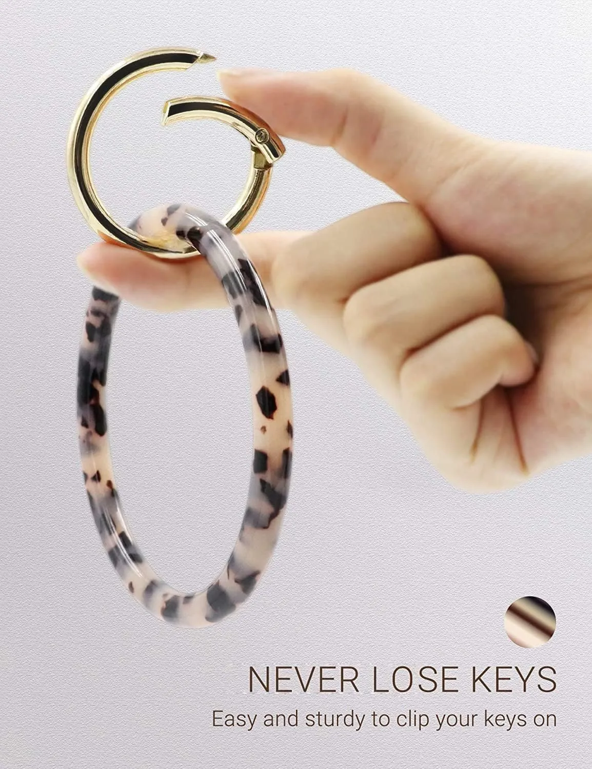 Mymazn Key Ring Bracelet Wristlet Keychain Bangle Keyring for Women, Acetate Round Key Chain
