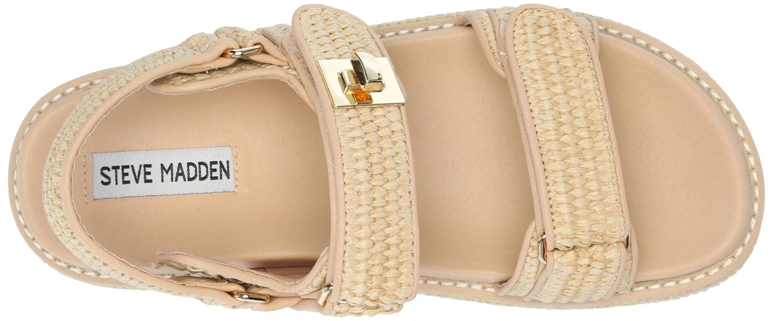 Natural Madden Bigmona Raffia Worldwide availability Sandals Buckle Long-term Open Steve Fashion Toe Platform