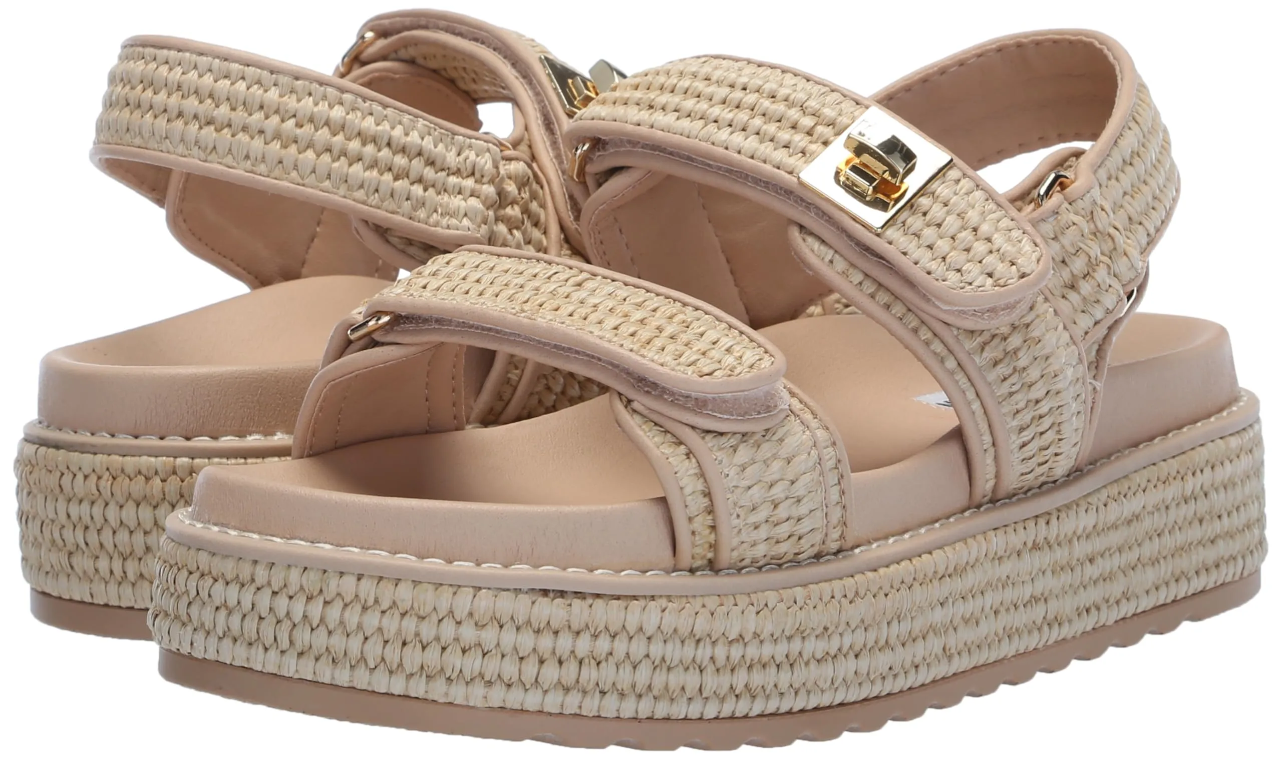 Natural Madden Bigmona Raffia Worldwide availability Sandals Buckle Long-term Open Steve Fashion Toe Platform