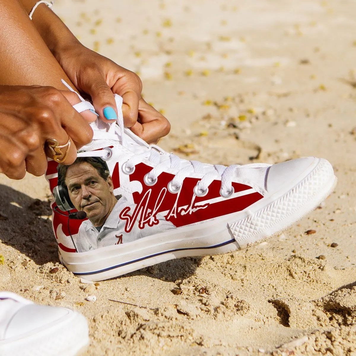 nick saban ladies high top sneakers