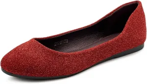 Ollio Women's Shoes Ballet Glitter Low Heel Round Toe Flat ZOF170