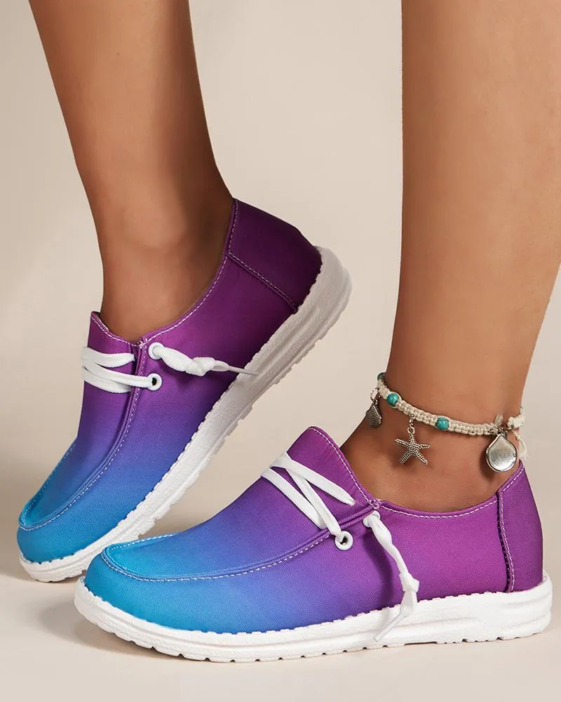 Ombre Lace up Casual Slip on