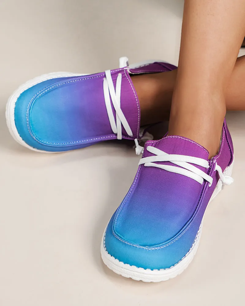 Ombre Lace up Casual Slip on