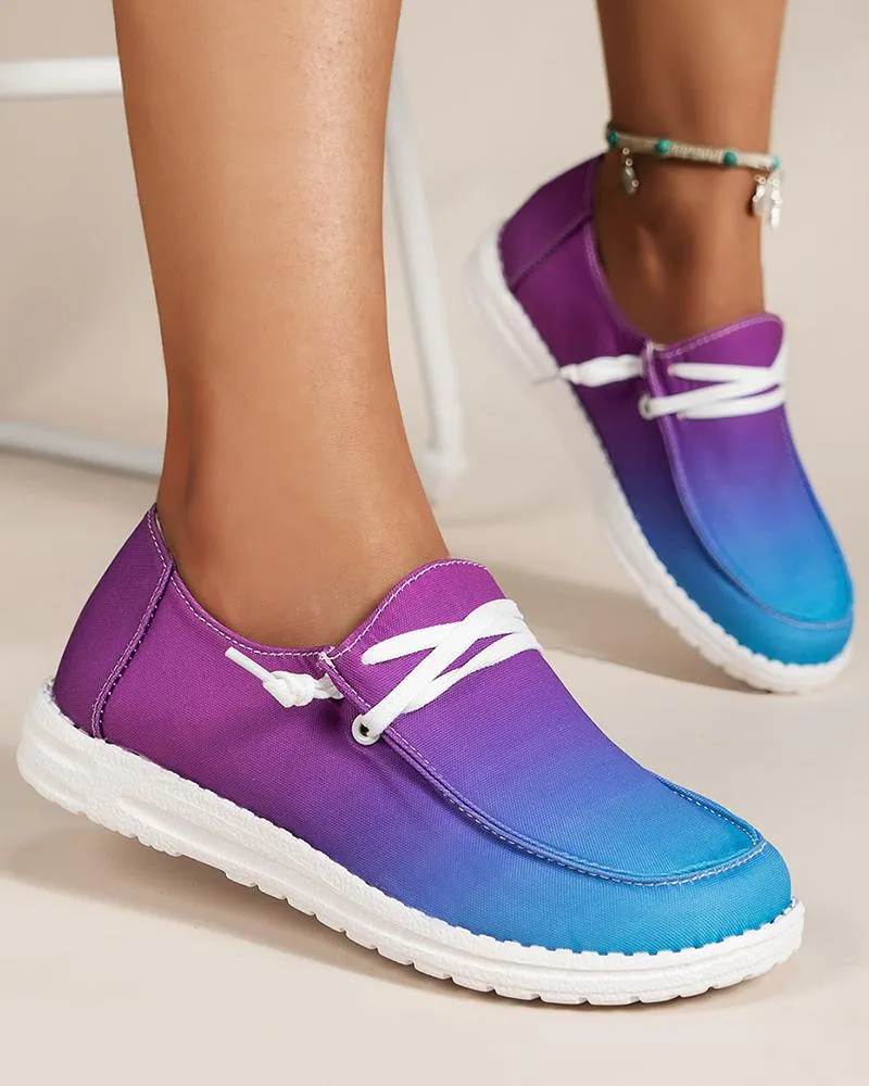 Ombre Lace up Casual Slip on