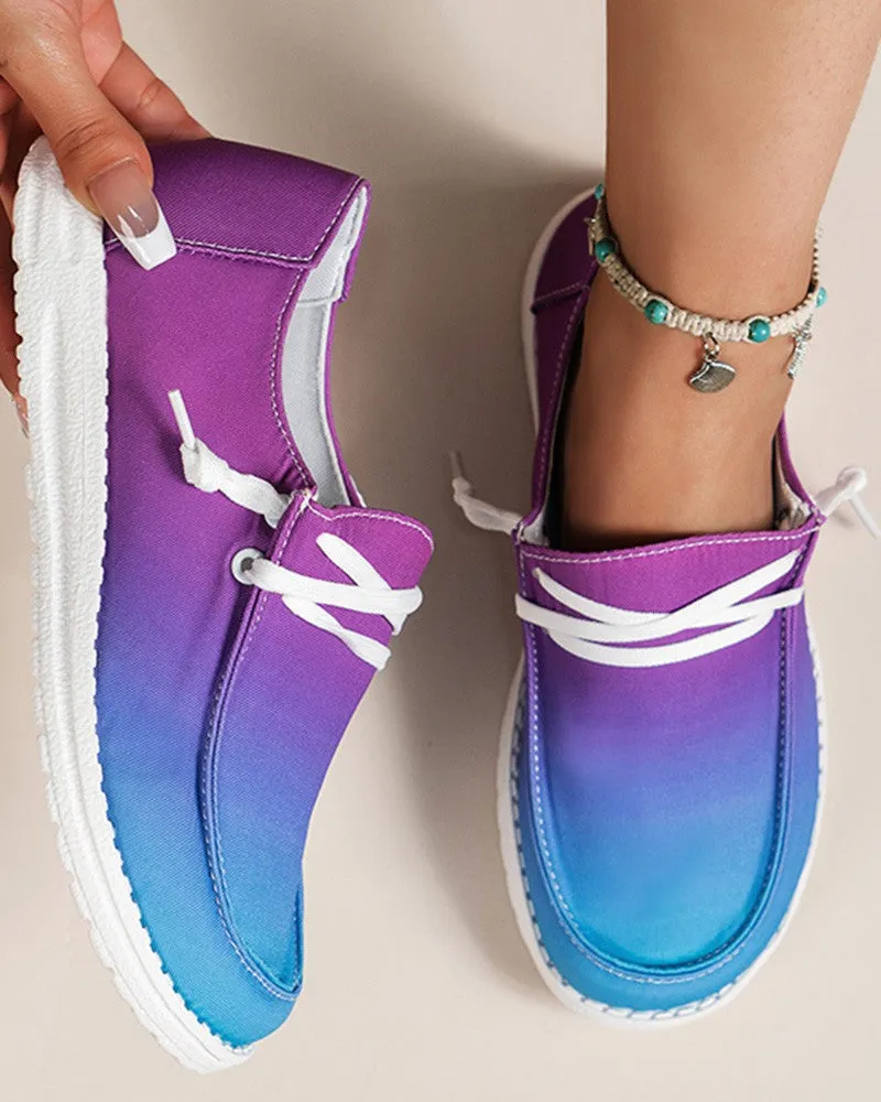 Ombre Lace up Casual Slip on